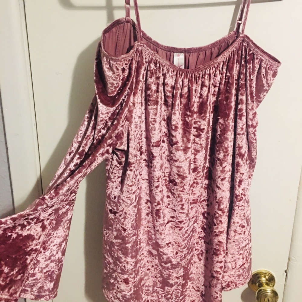 Pink Velvet Off-The-Shoulder Top